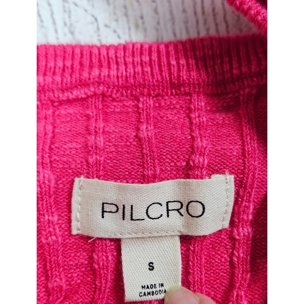 Pilcro Sweater Tank Top Womens Small Pink Rib Knit Cotton Blend Sleeveless - Picture 4 of 7